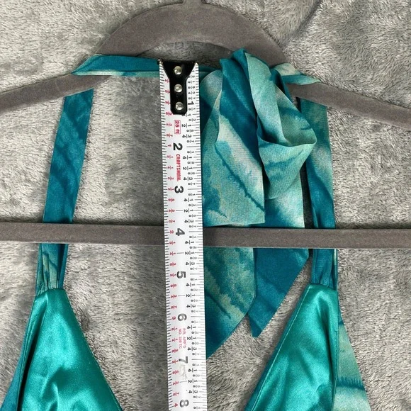 VTG Y2K ABS Allen Schwartz Dress Size 2 Blue Watercolor Rhinestone Mermaid Fairy - Picture 10 of 11